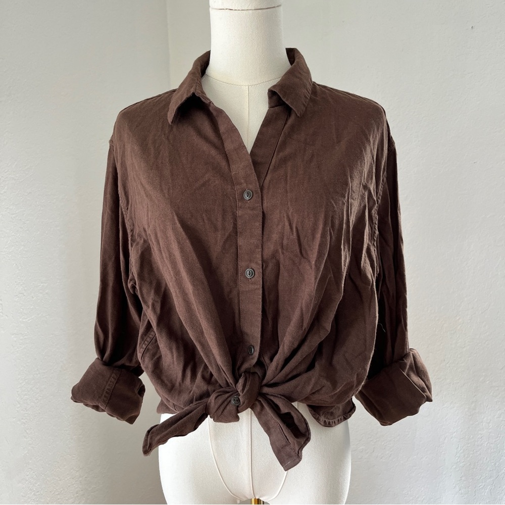 Flannel Brown Button-Up Shirt